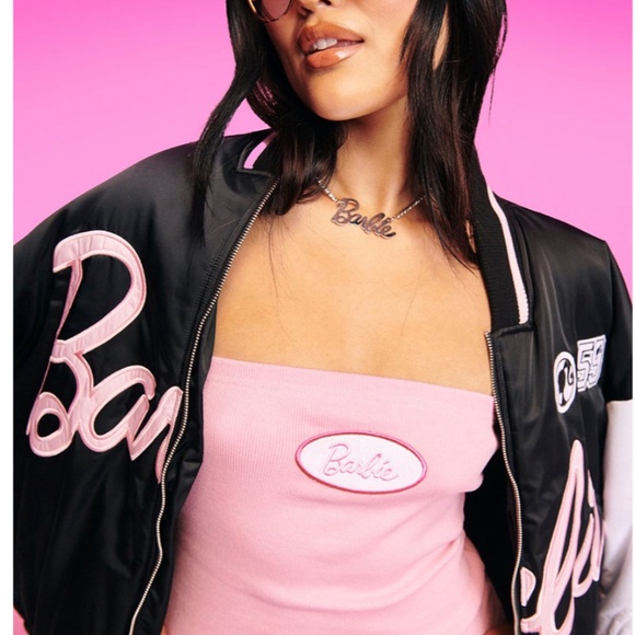 NWT Barbie + Boohoo Barbie Varsity Jacket - Picture 5 of 11